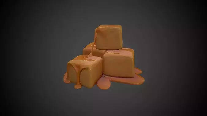 Stylized Caramel Cubes 3D Model Low-poly 3D model 2