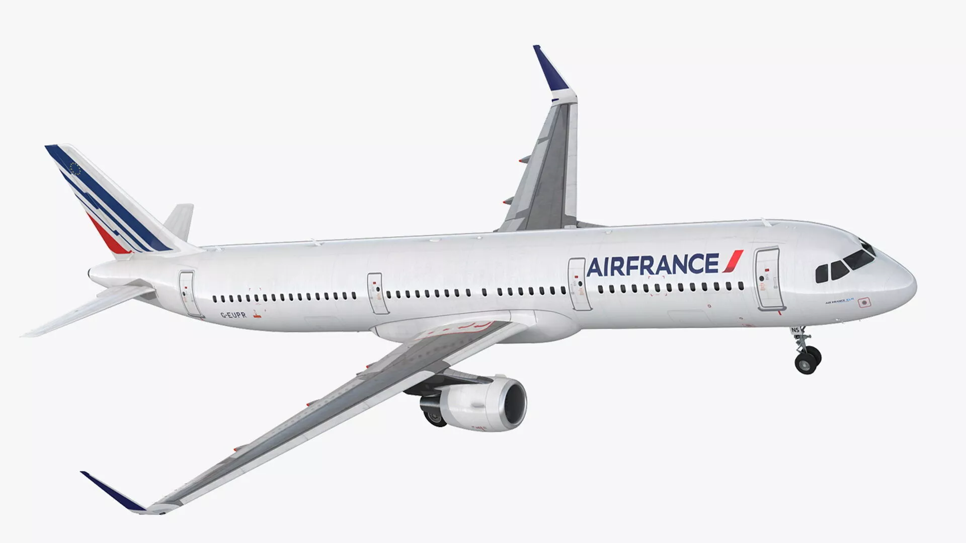 Air France Airbus A321 with Interior and Doors Rigged 3D model