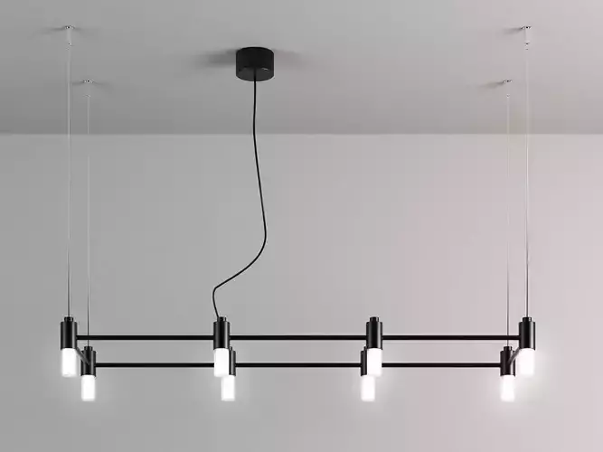 Quadrante light fixture with bars hanging from ceiling