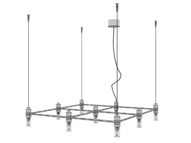 Quadrante light fixture with bars hanging from ceiling