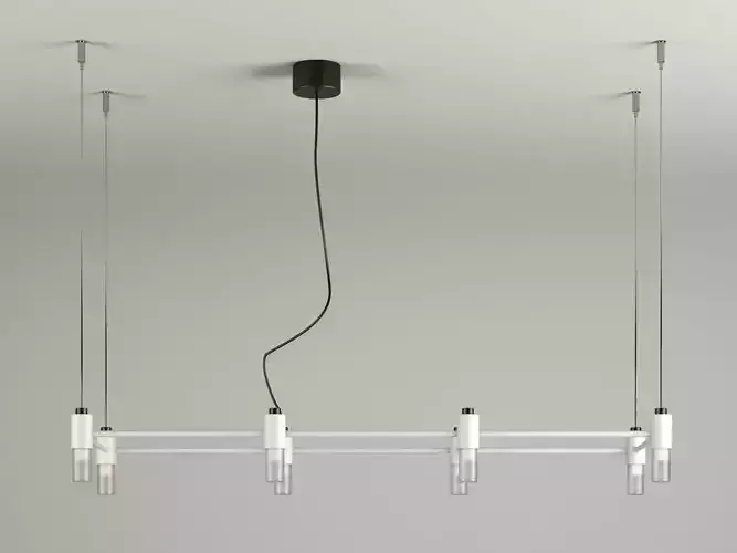 Quadrante light fixture with bars hanging from ceiling