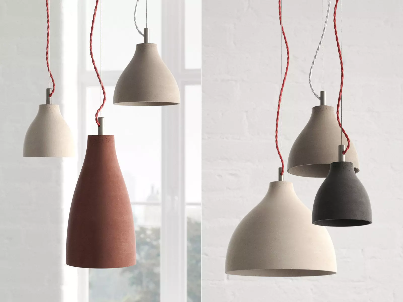 Heavy concrete pendant lights 3D model_0