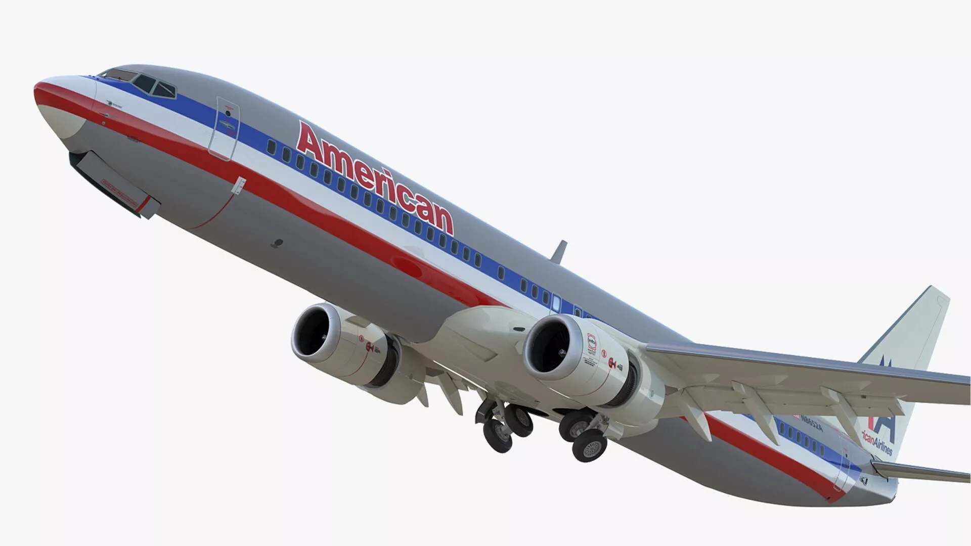American Airlines Boeing 737-900 ER with Cabin and Doors Rigged 3D model