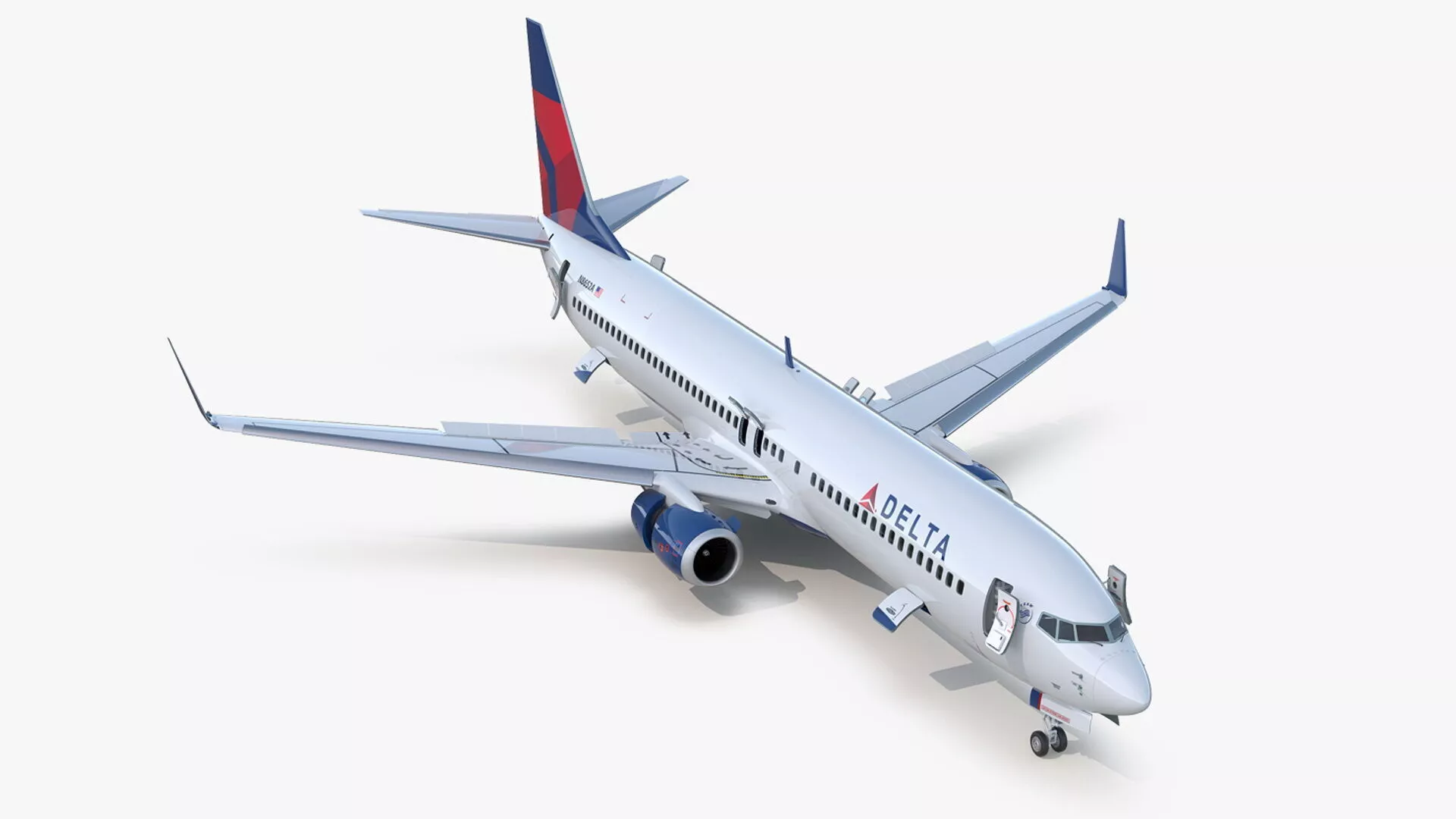 Delta Airlines Boeing 737-900 with Interior and Doors Rigged 3D model