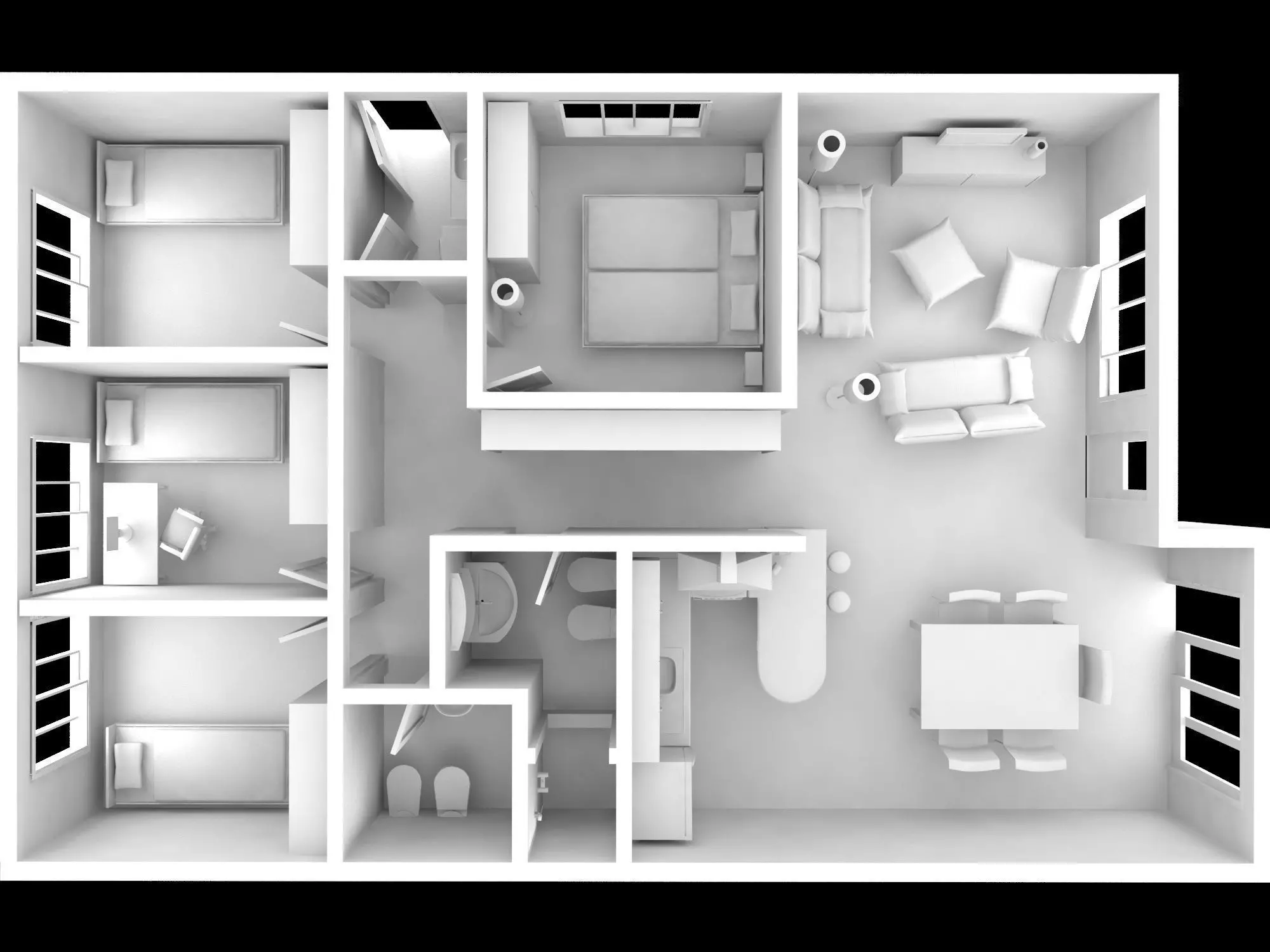 Interior House full modeled 3D model_0
