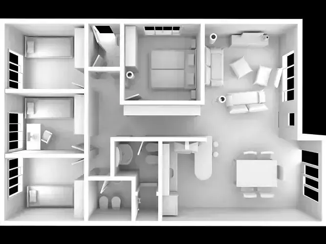 Interior House full modeled 3D model