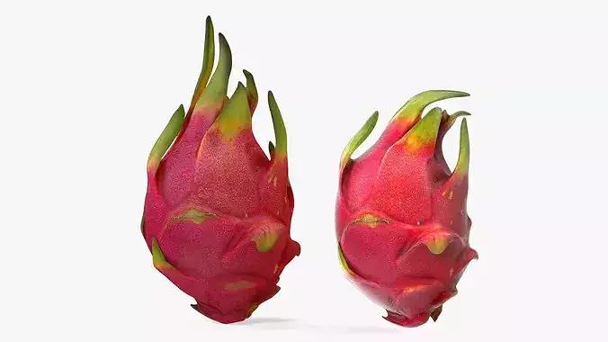 Dragon Fruit Whole and Half 3D model 7