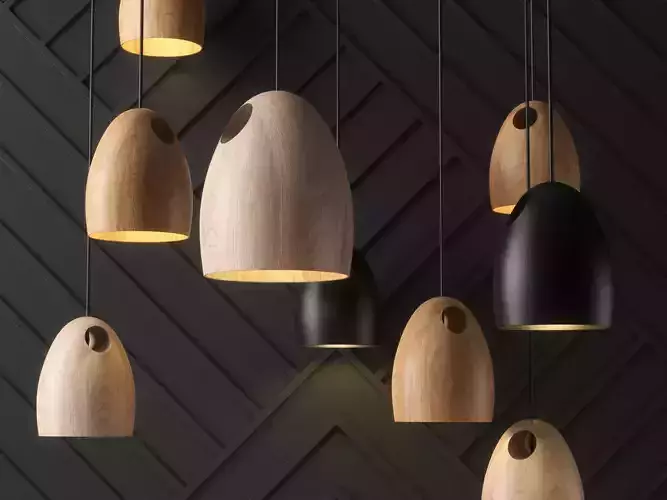 Oak Pendant Light 3D model