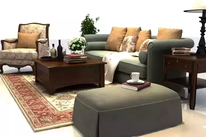 Sofa living room with furniture and coffee table