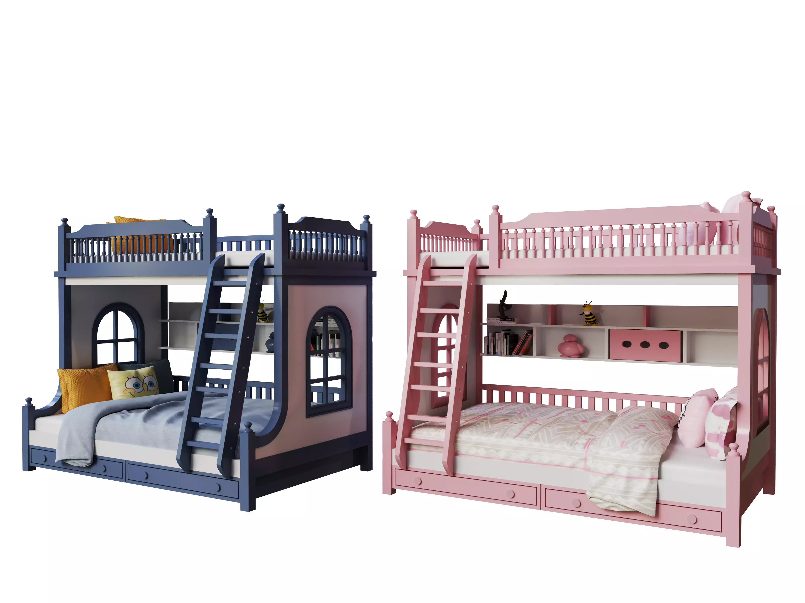 Bunk bed for children set05 3D model
