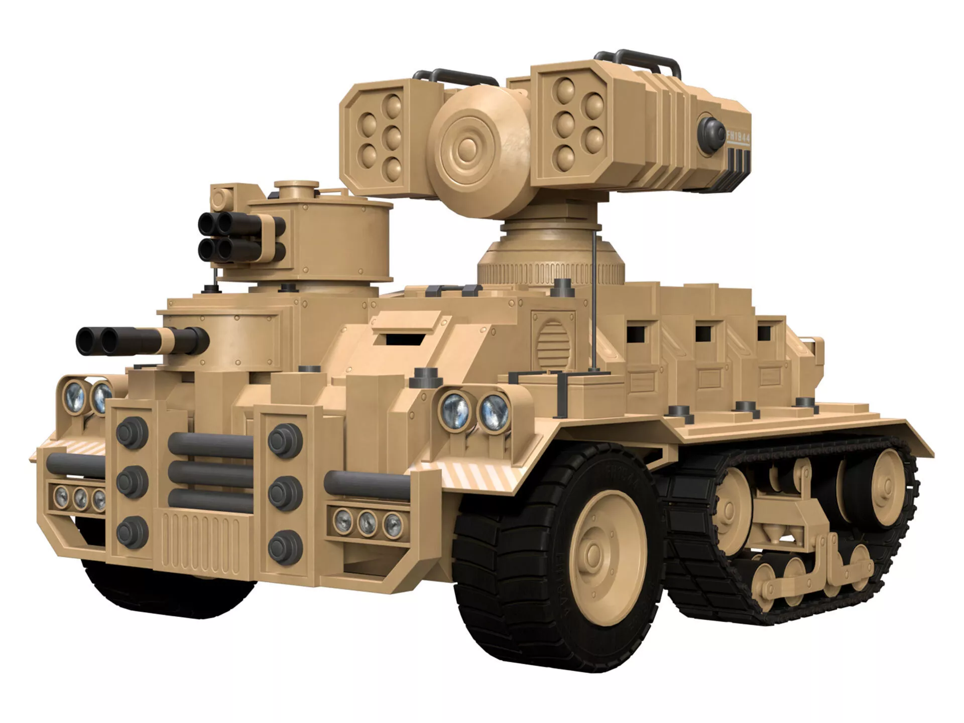 Half-track APC-1-Desert-Clean Low-poly 3D model