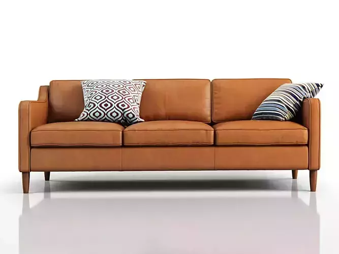 Hamilton tan leather sofa 3D model