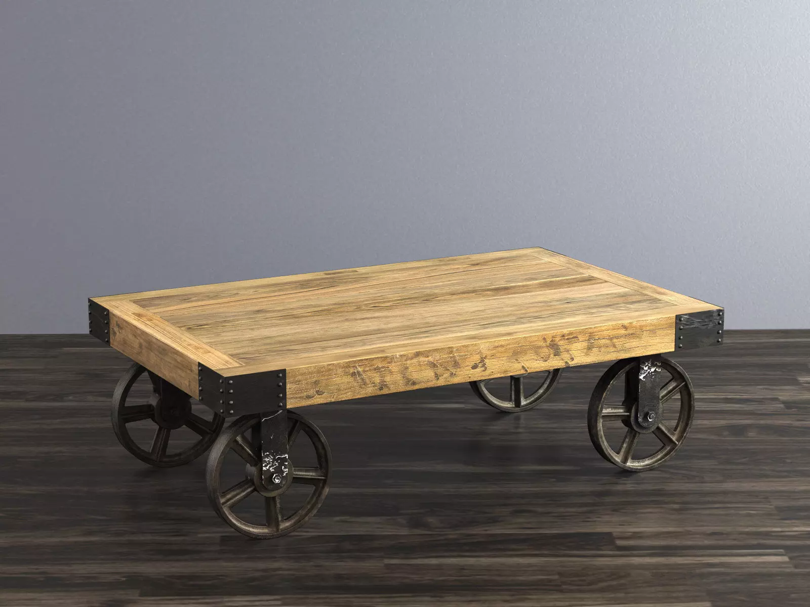Industrial Cart Coffee Table 3D model_4