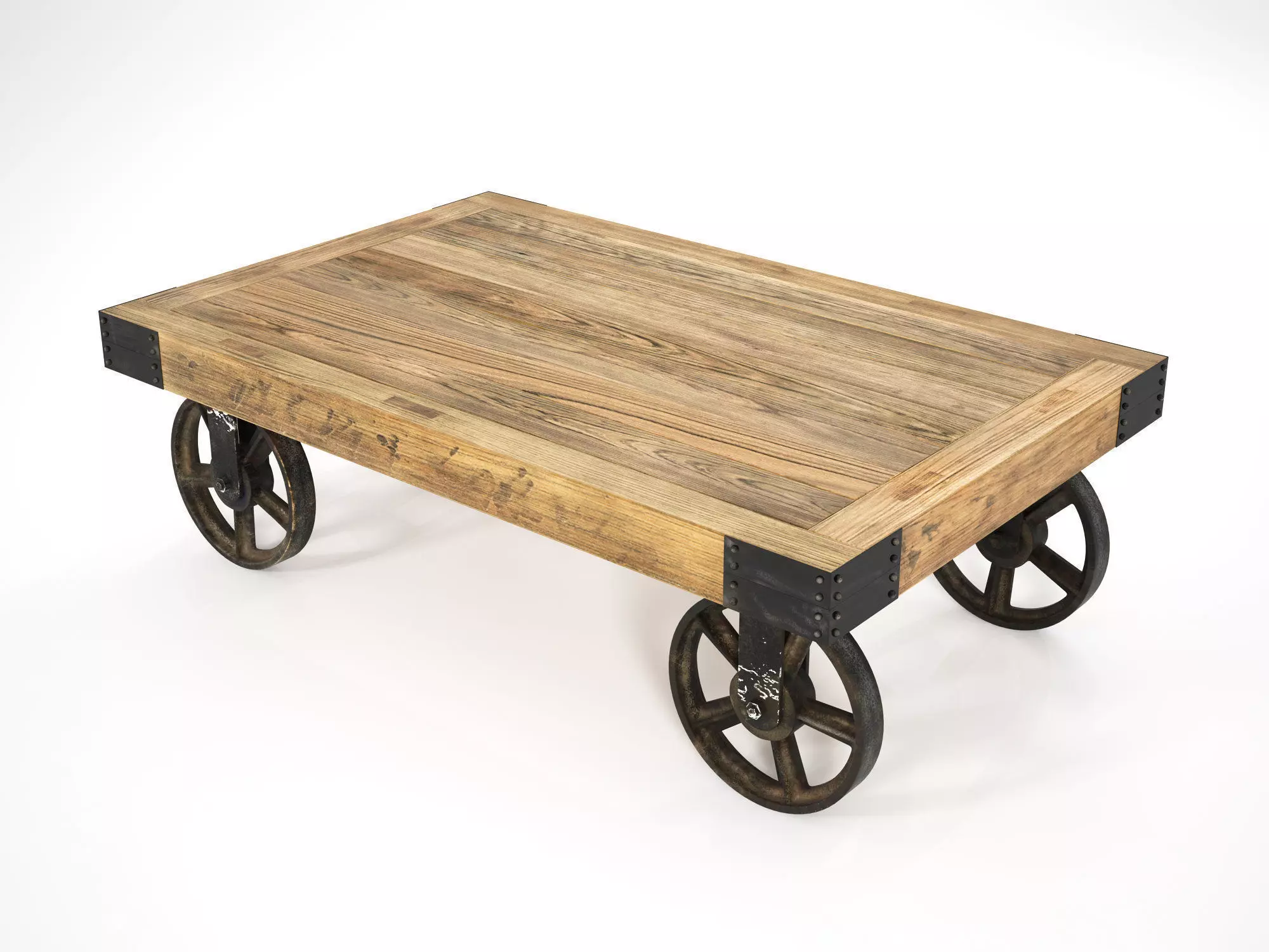 Industrial Cart Coffee Table 3D model_2