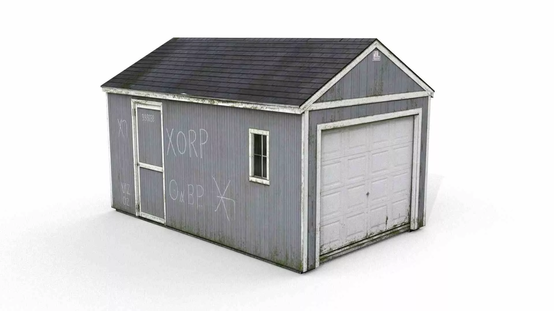 Vintage gable roof single-bay shed Low-poly 3D model