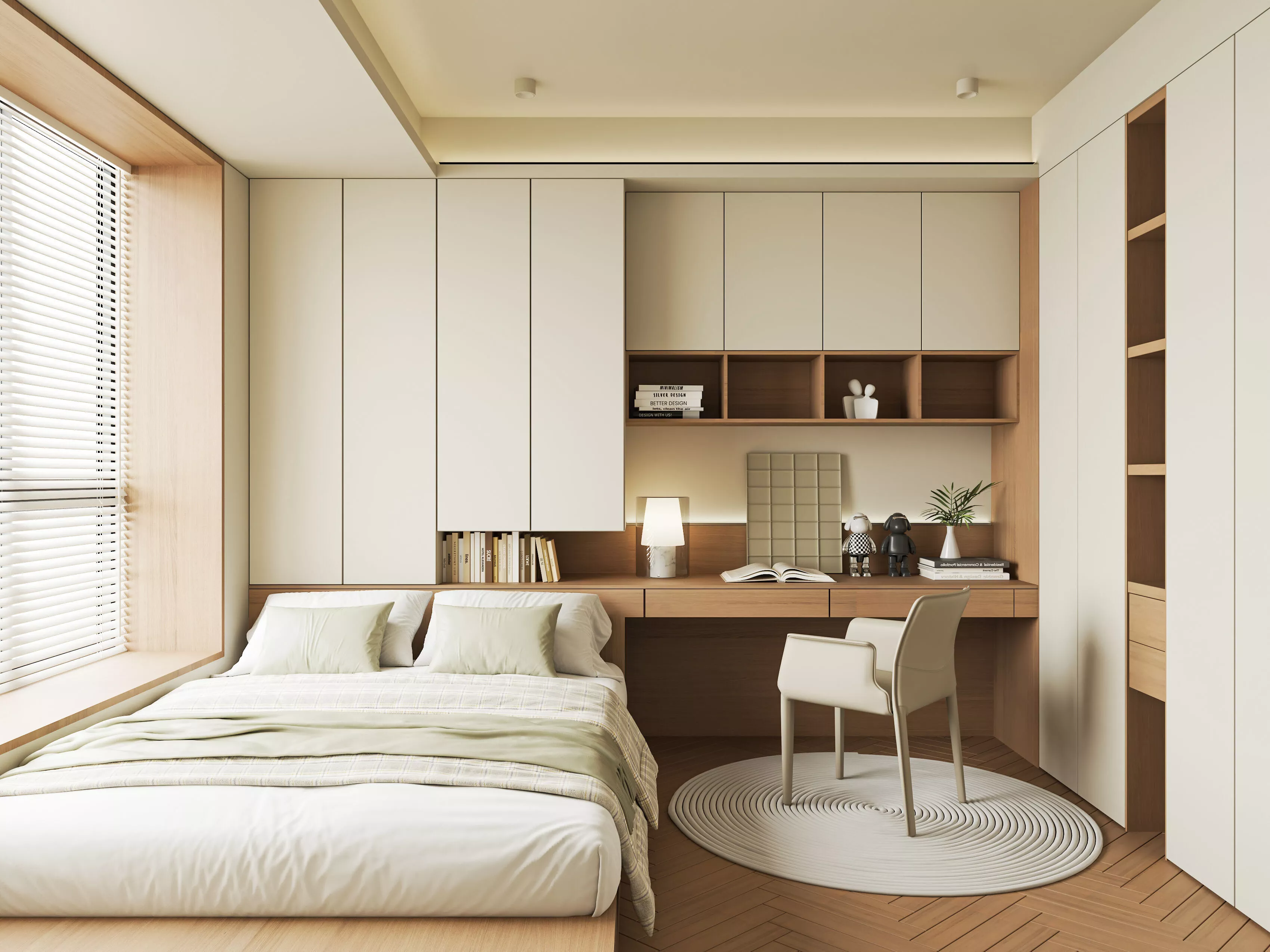 Modern Bedroom - Desk and Wardrobe Design 3D model