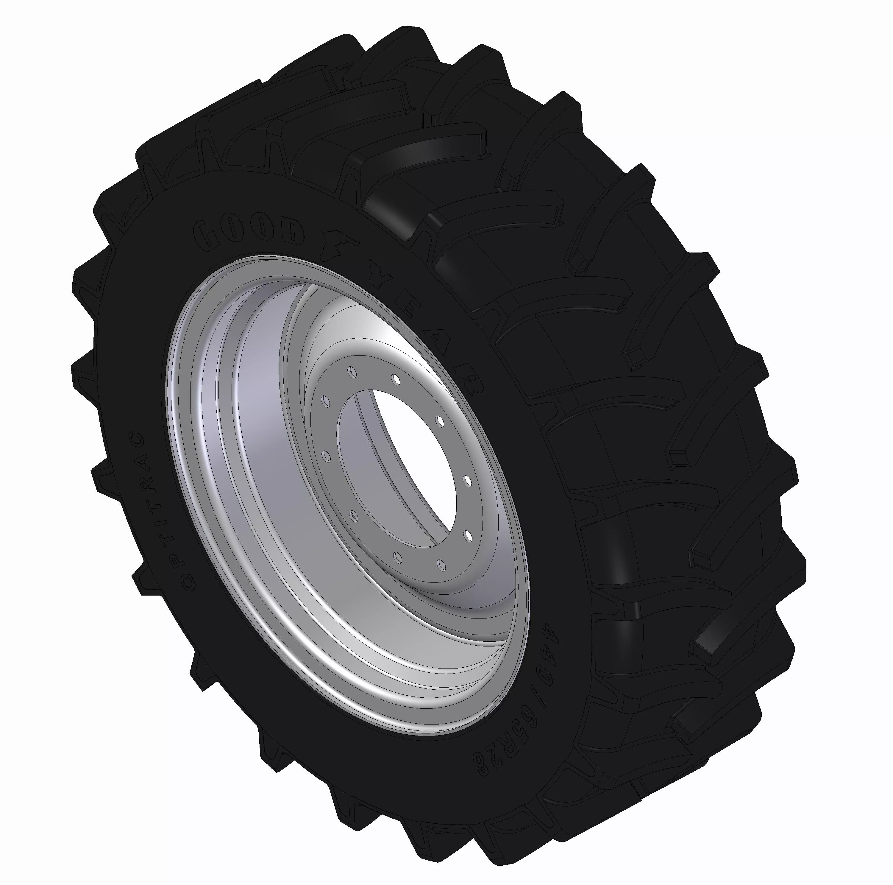Good Year Optitrac Tractor Tire and Rim 440 65R28 3D model