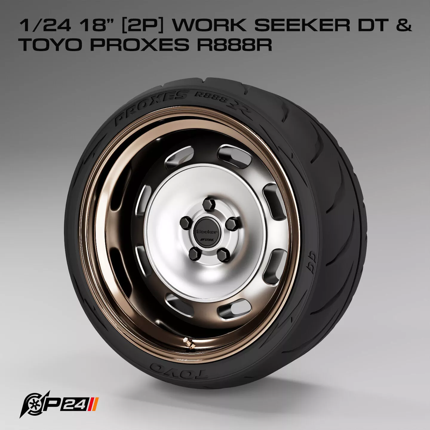1-24th 18 inches 2P Work Seeker DT and Toyo Proxes R888R 3D print model