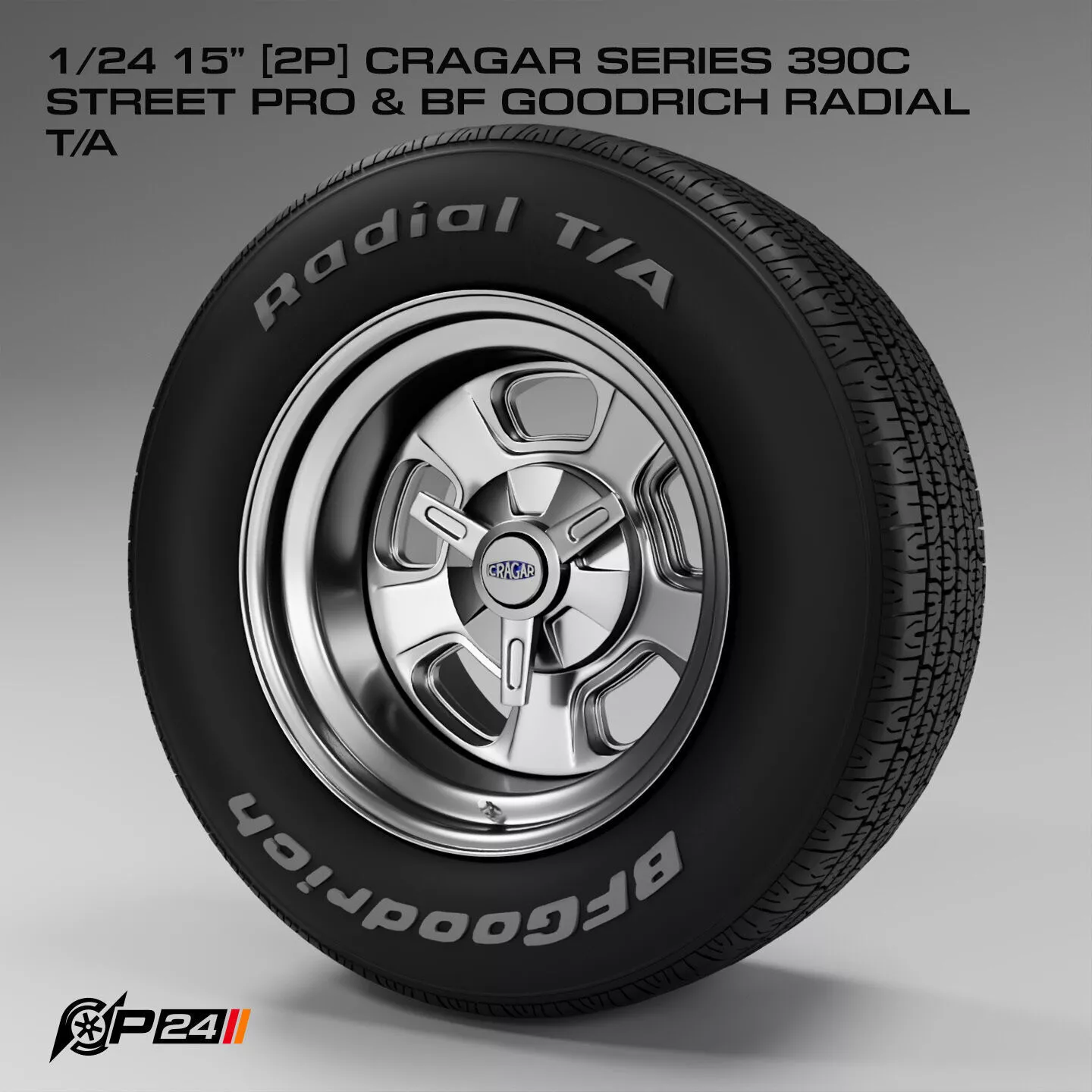 1-24th 15 inches 2P Cragar Series 390C Street Pro and BF Good... 3D print model