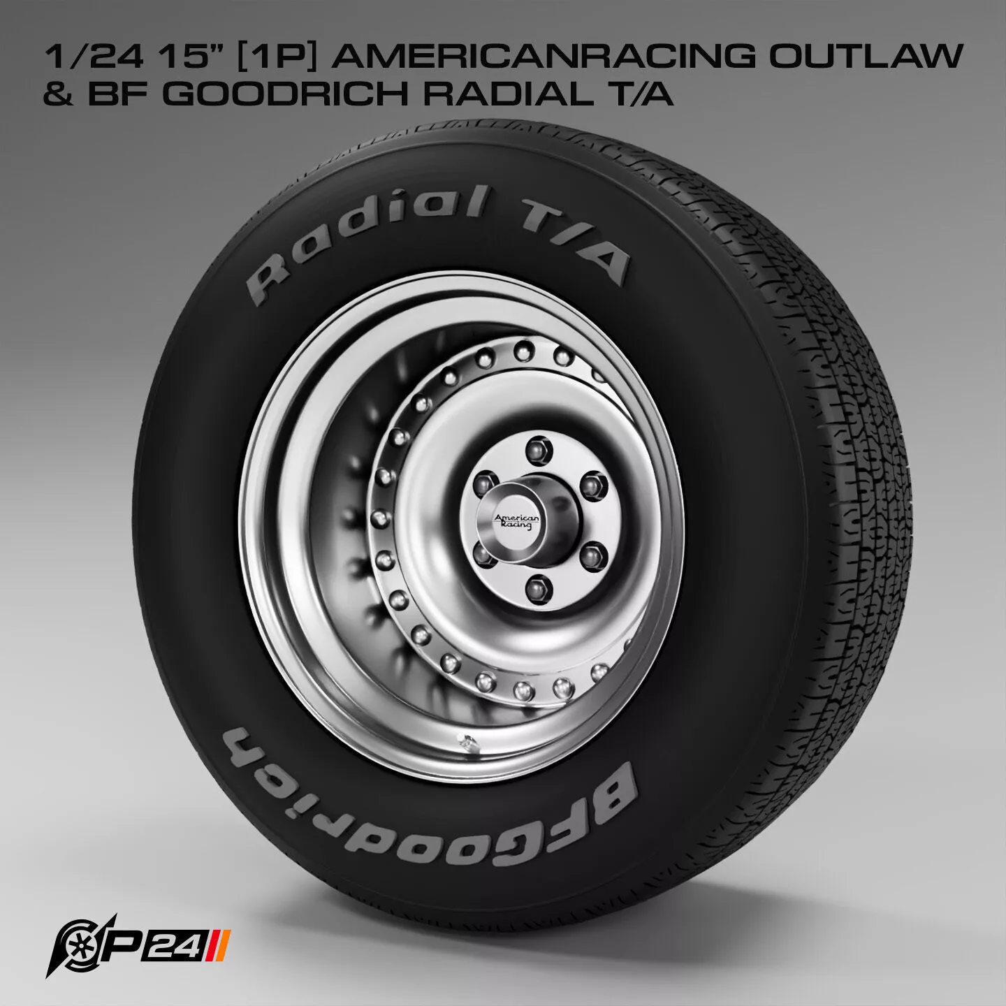 1-24th 15 inches 1P AmericanRacing OUTLAW and BF Goodrich Rad... 3D print model