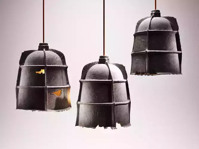 Mold pendant light made from old barrel 3D model