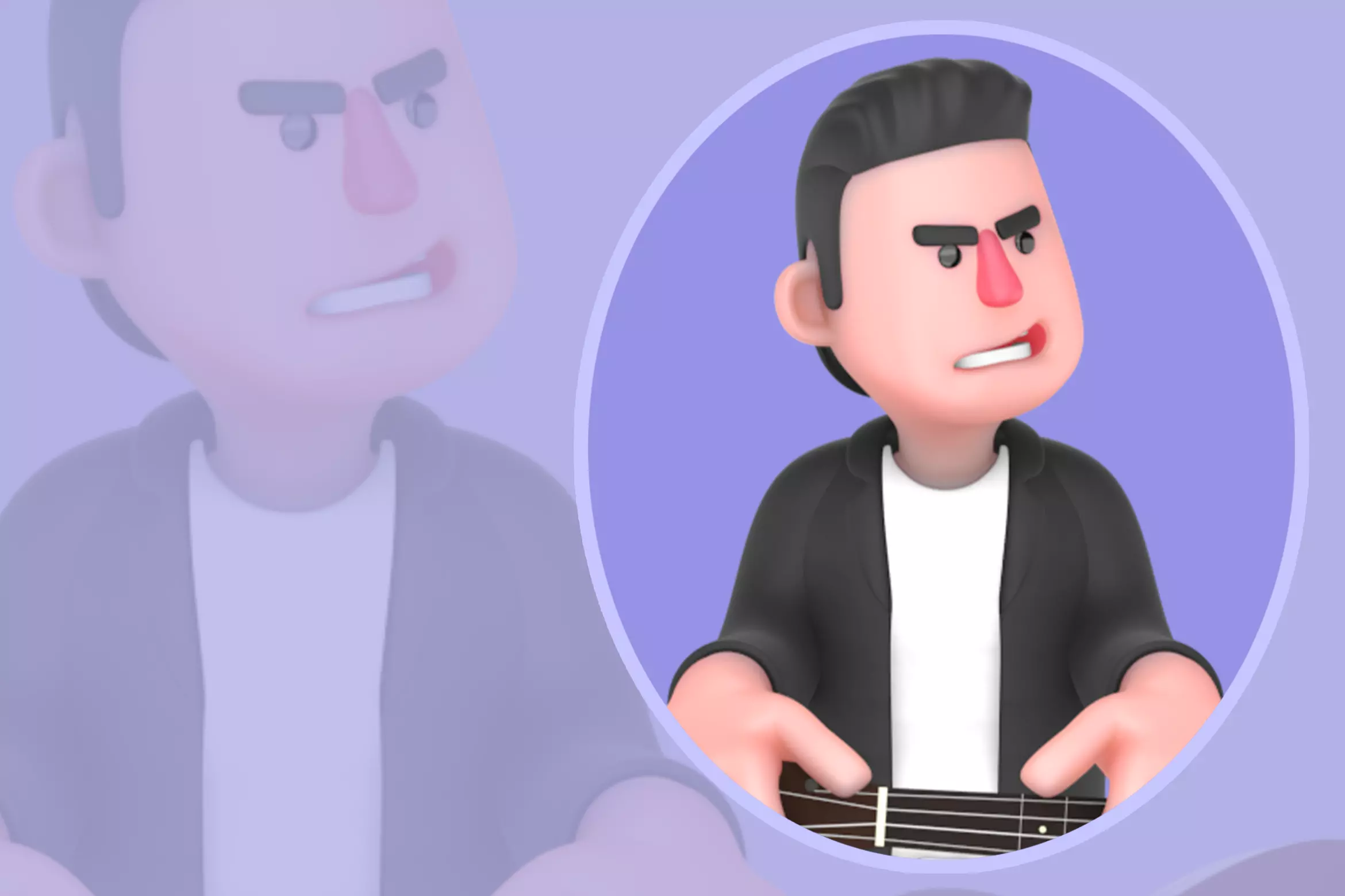 Stylized 3D Musician Character - Cartoon Guitar Jump Pose 3D model