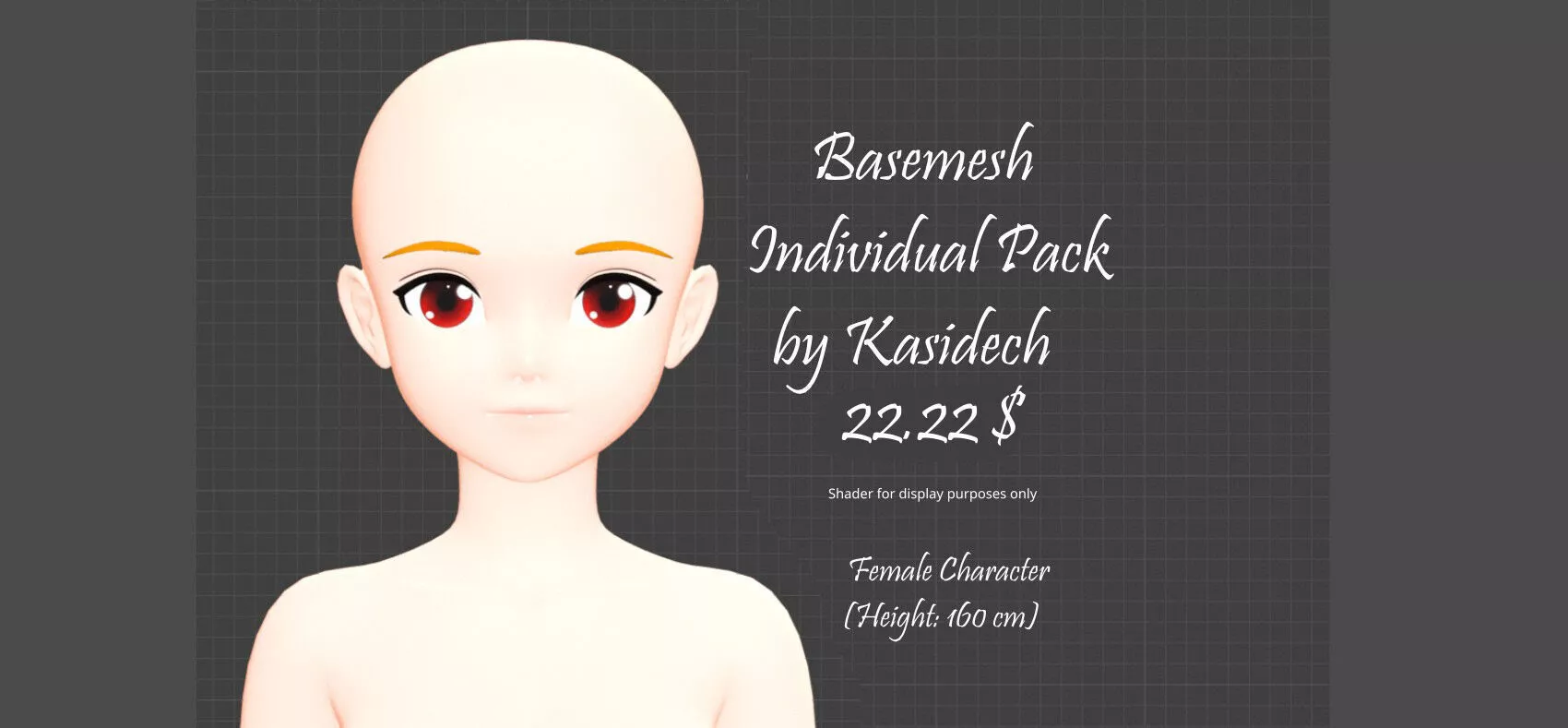Single Base Mesh Girl Stylized Height 160 cm 3D model