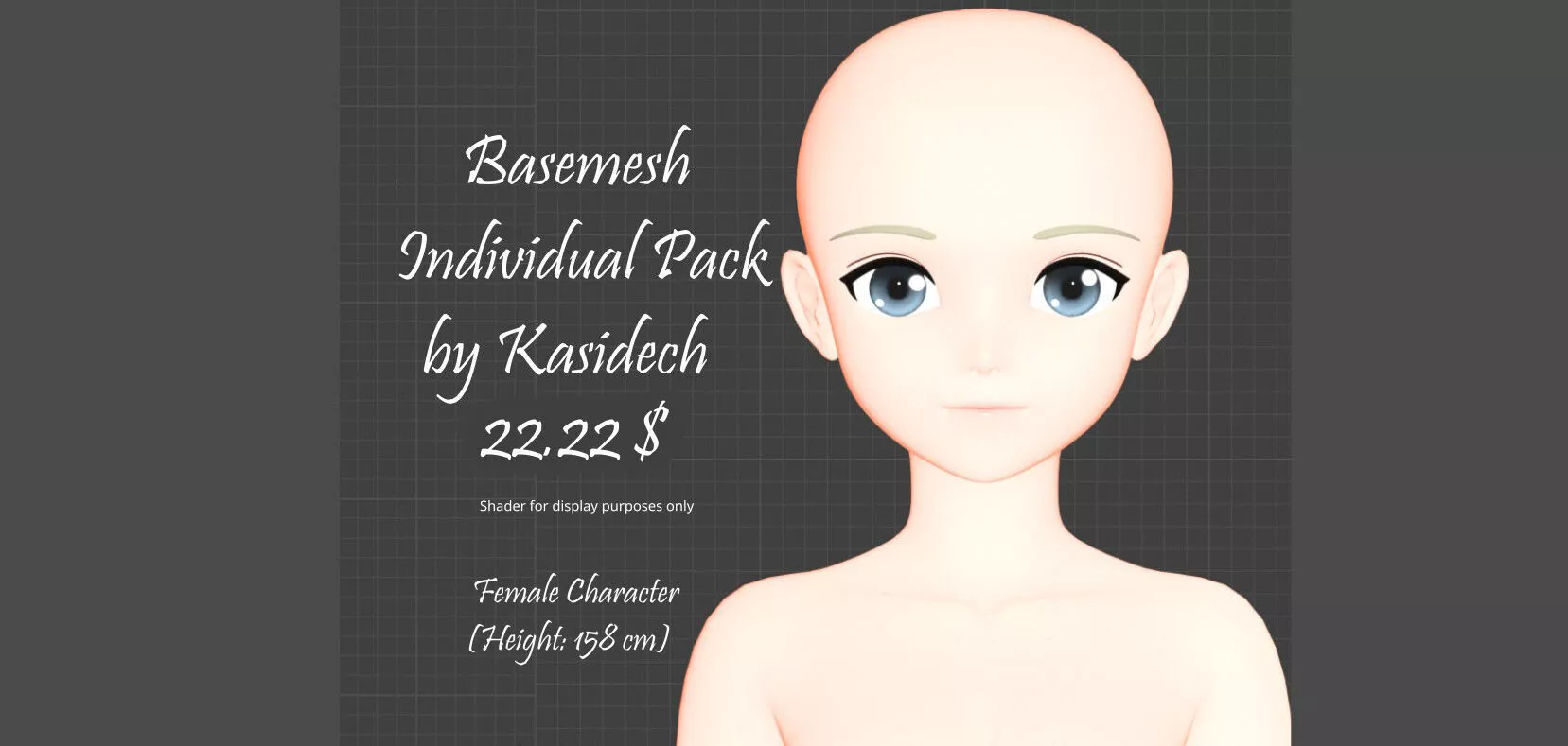 Single Base Mesh Girl Stylized Height 158 cm 3D model