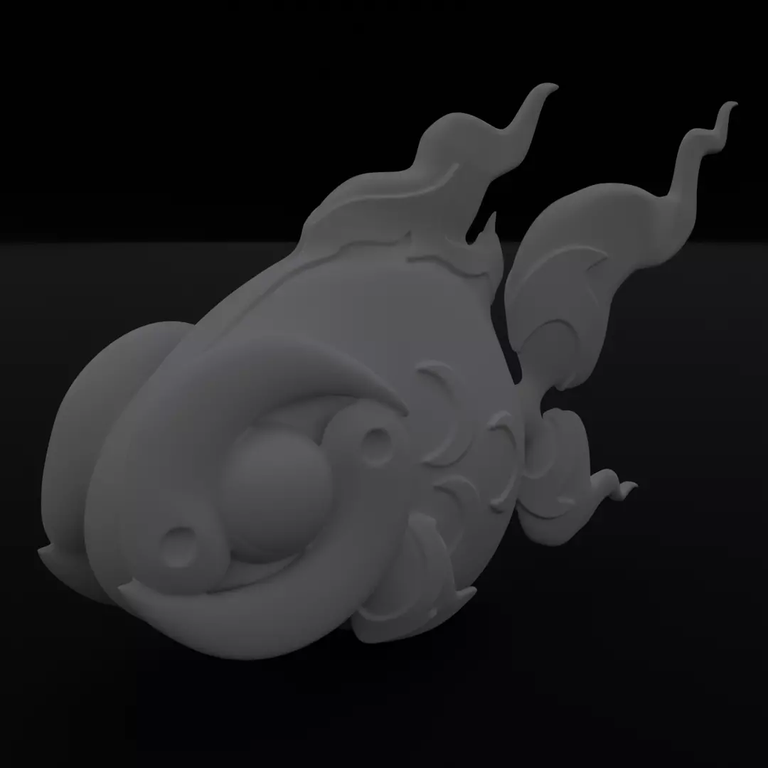 Stylized Flame Goldfish Figurine 3D Model Print Geometric 3D print model