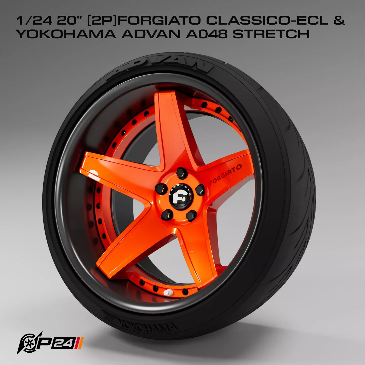 1-24th 20 inches 2P Forgiato Classico-ECL and Yokohama Advan ... 3D print model