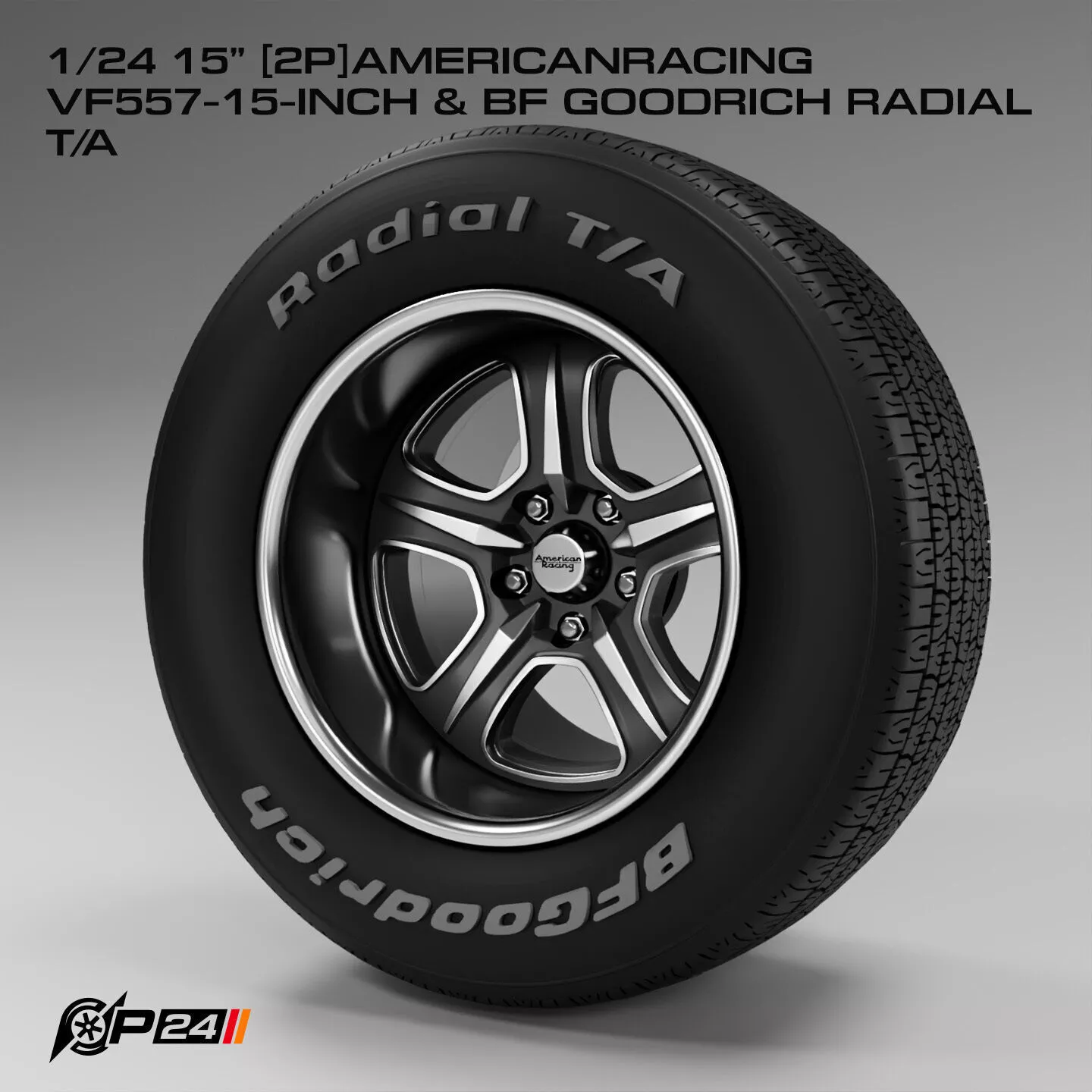 1-24th 15 inches 2P AmericanRacing VF557-15-Inch and BF Goodr... 3D print model
