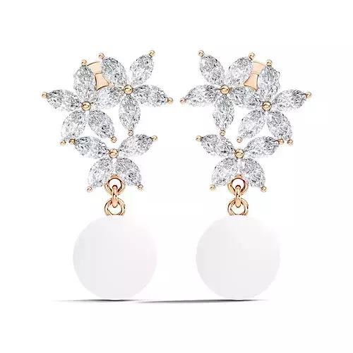 Diamond Pearl Earrings 