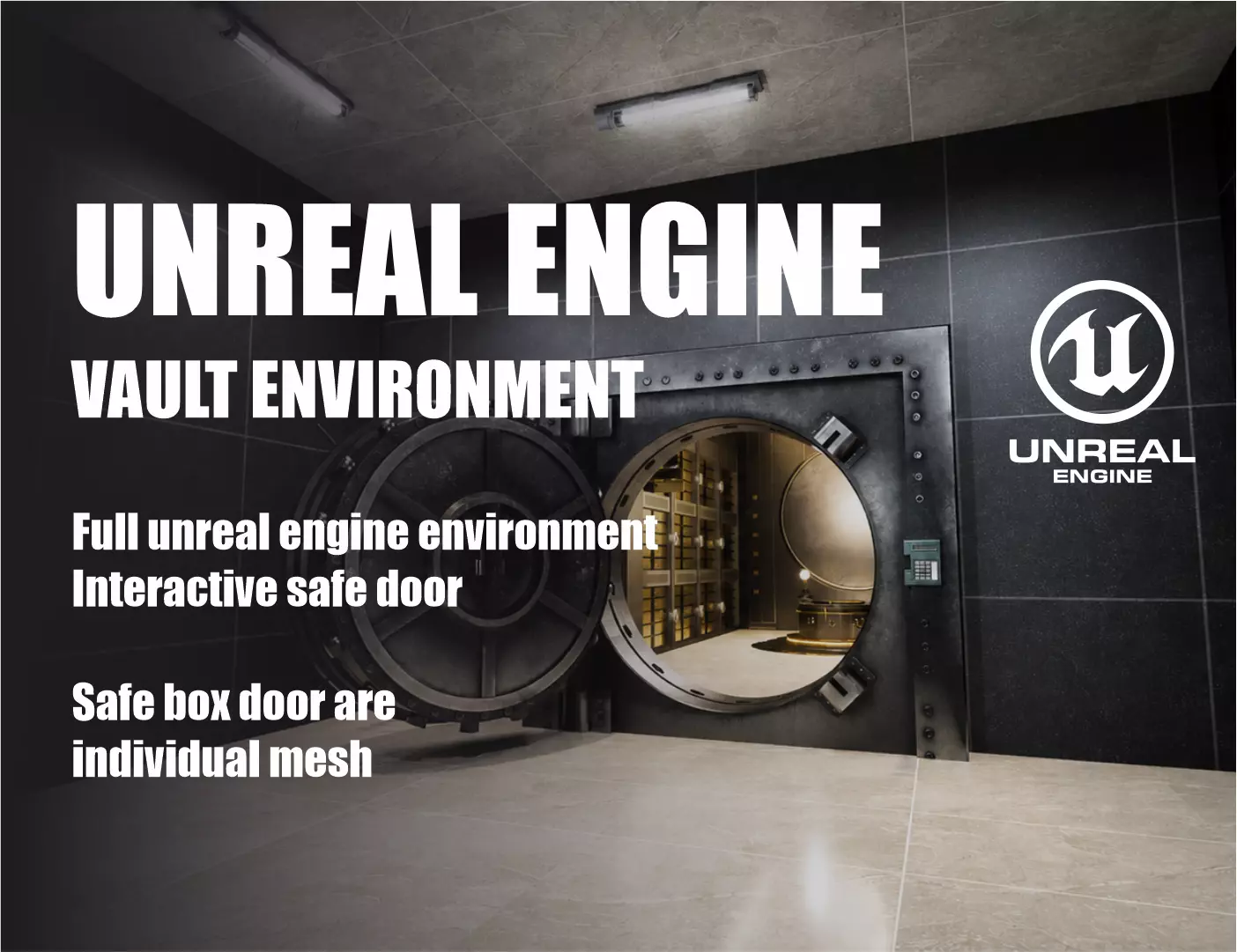 Unreal Engine High Security Vault Environment Bank Safe Room UE5 Low-poly 3D model