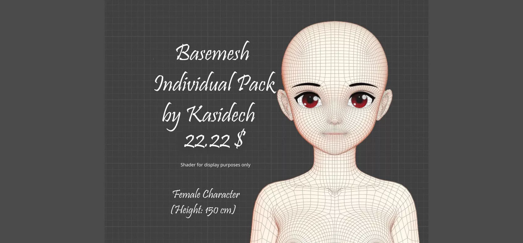 Single Base Mesh Girl Stylized Height 150 cm 3D model 3D model