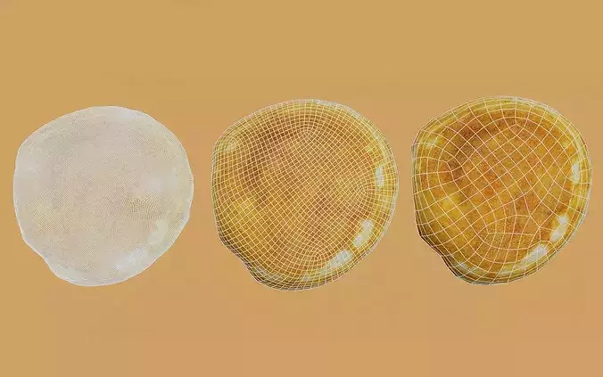 Dutch Poffertjes Mini Pancakes 3 Photogrammetry 3D Models Pack Low-poly 3D model 4