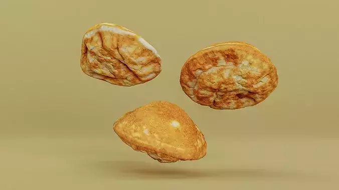 Dutch Poffertjes Mini Pancakes 3 Photogrammetry 3D Models Pack Low-poly 3D model