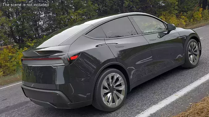 Gray Electric Vehicle Hatchback 3D model 3