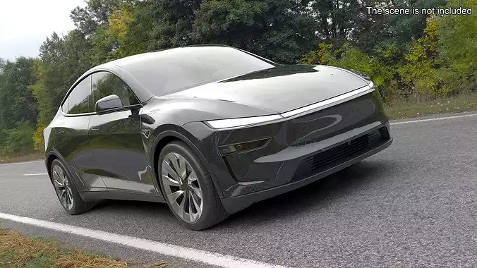 Gray Electric Vehicle Hatchback 3D model 2