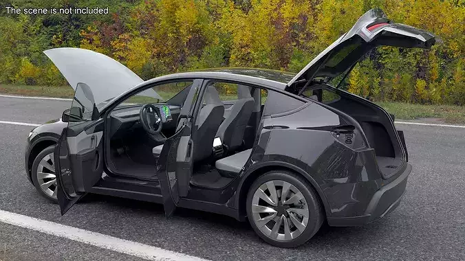 Gray Electric Vehicle Hatchback 3D model 5