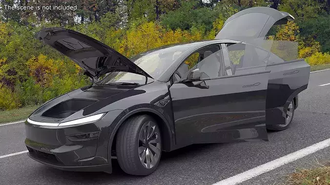 Gray Electric Vehicle Hatchback 3D model 4