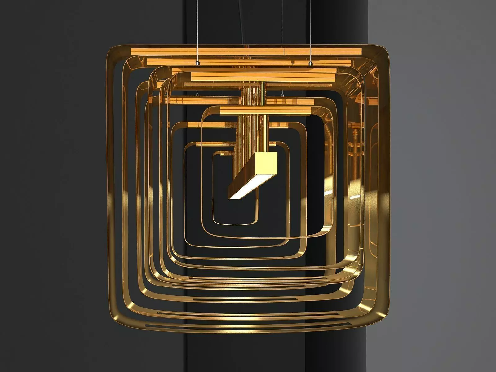 Lais gold pendant light hanging from ceiling 3D model_6