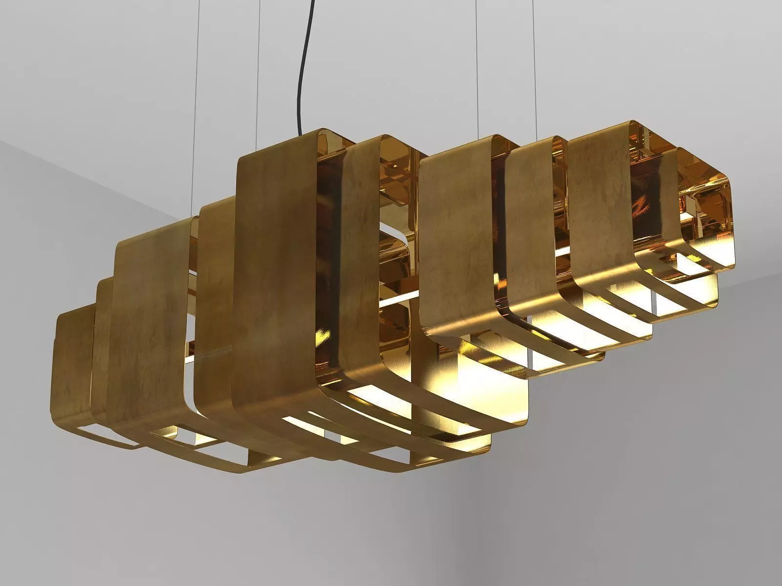 Lais gold pendant light hanging from ceiling 3D model_4