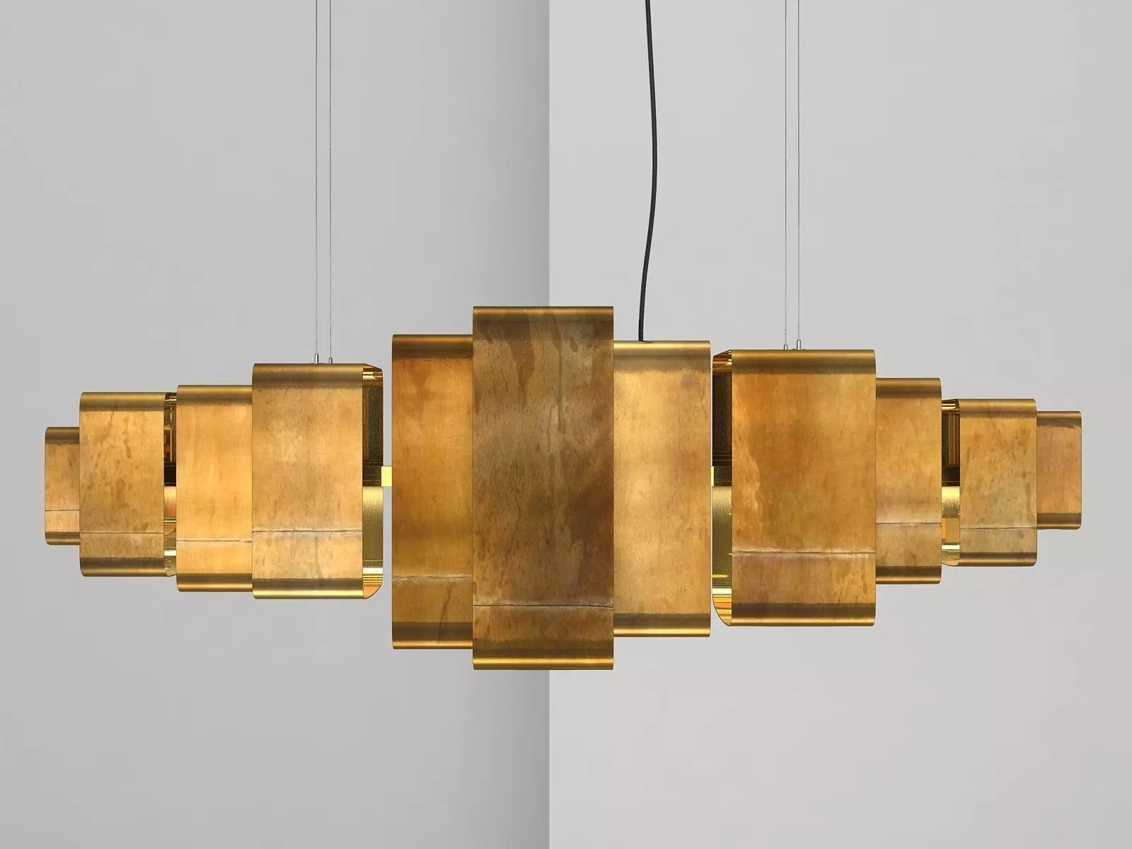 Lais gold pendant light hanging from ceiling 3D model_1