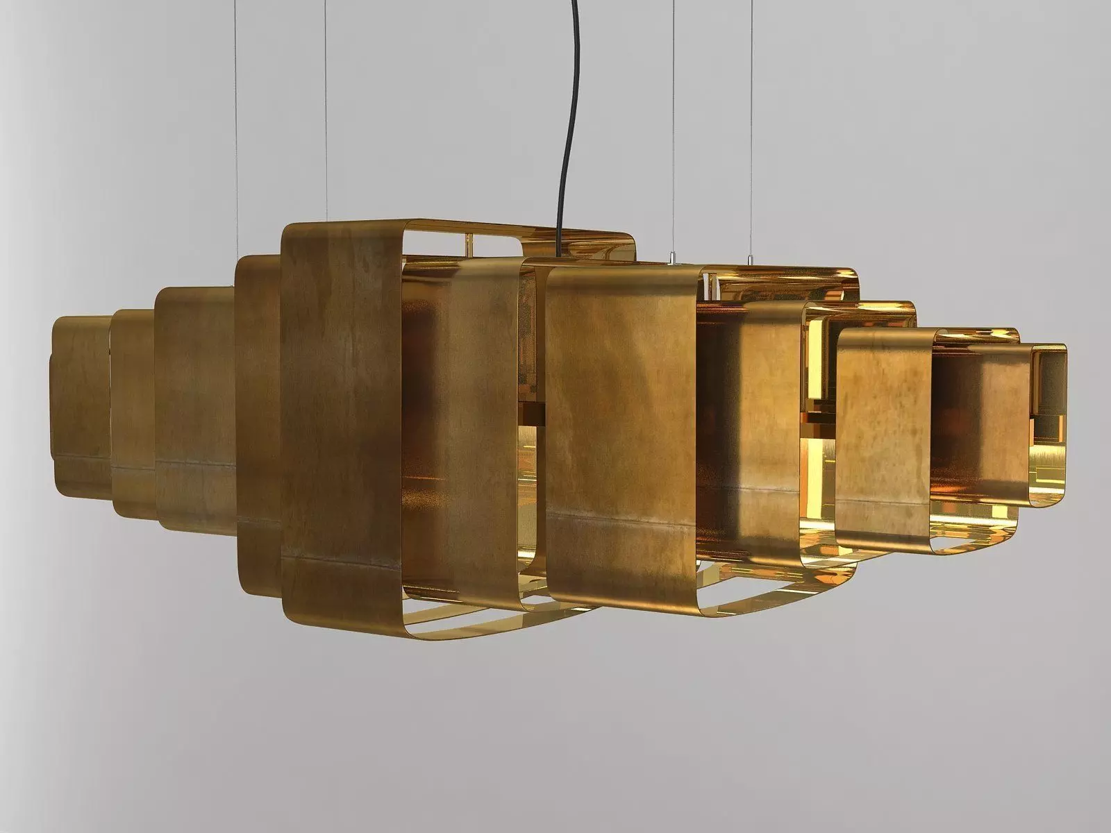 Lais gold pendant light hanging from ceiling 3D model_3