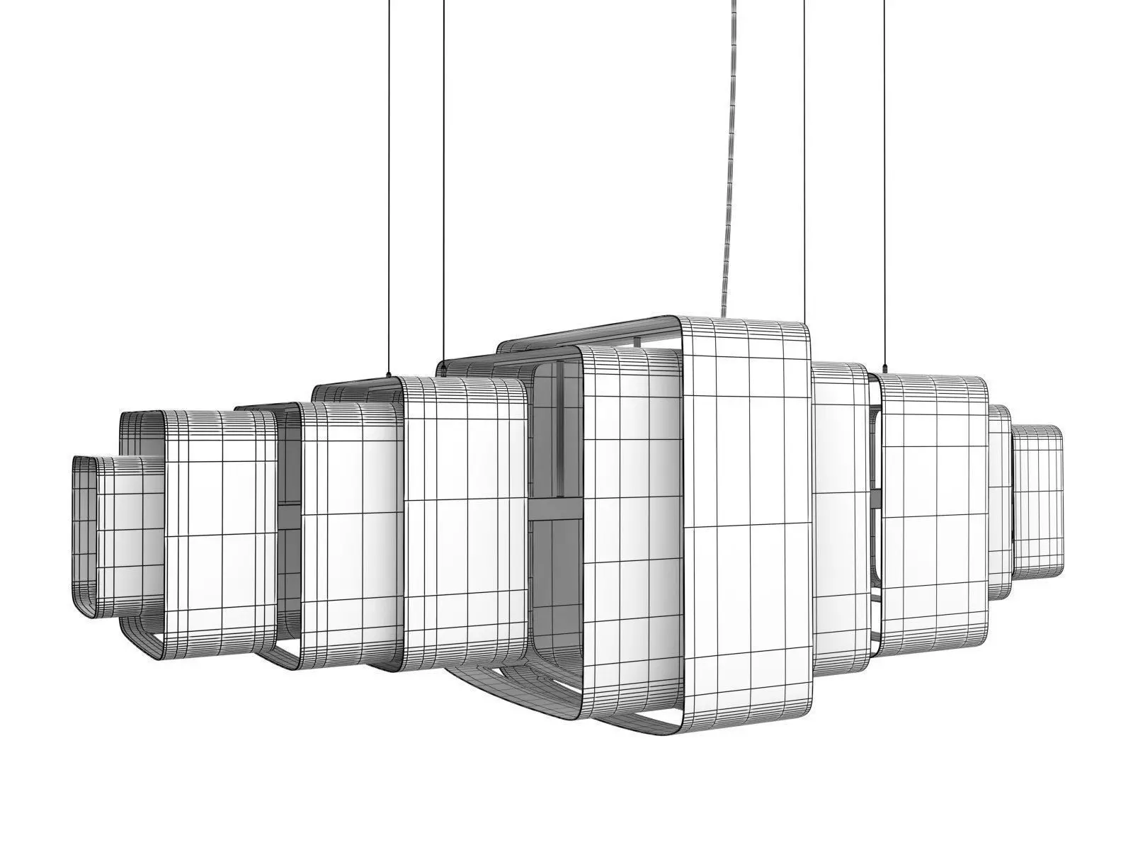 Lais gold pendant light hanging from ceiling 3D model_7