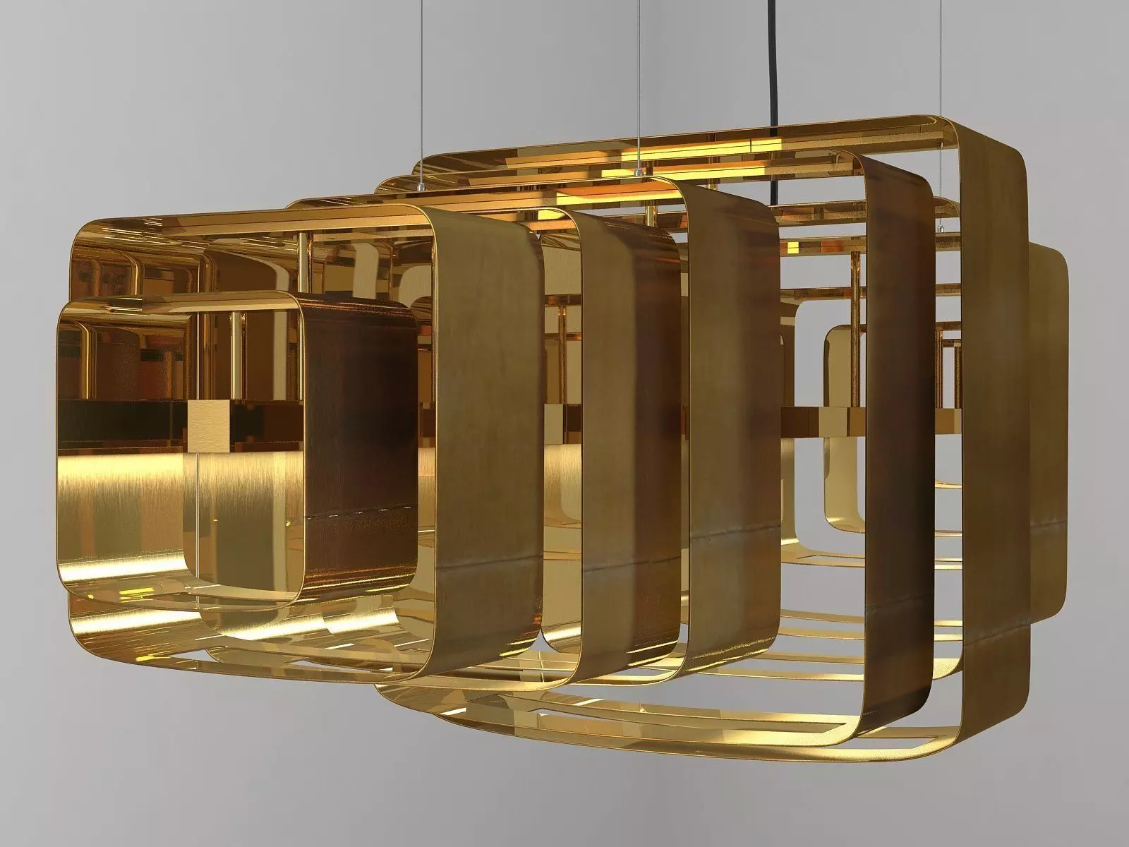 Lais gold pendant light hanging from ceiling 3D model_2