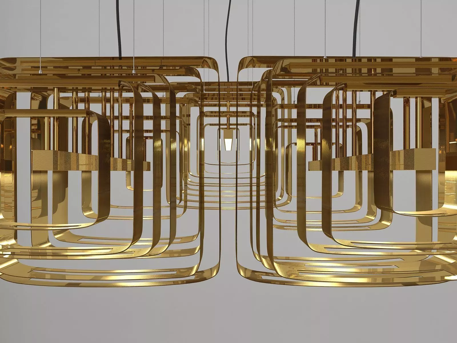 Lais gold pendant light hanging from ceiling 3D model_5