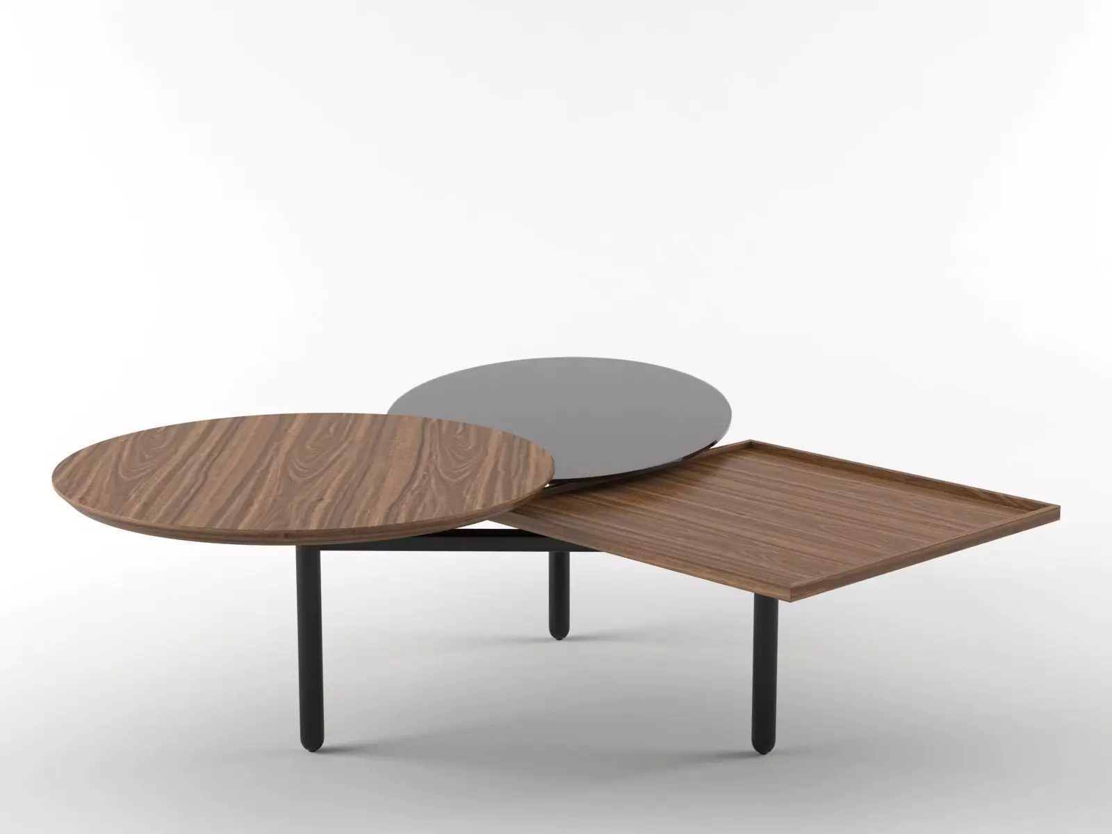 3 Table coffee with three trays 3D model_5