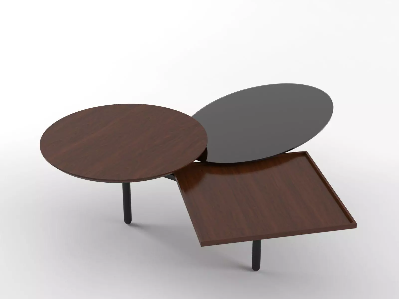 3 Table coffee with three trays 3D model_7