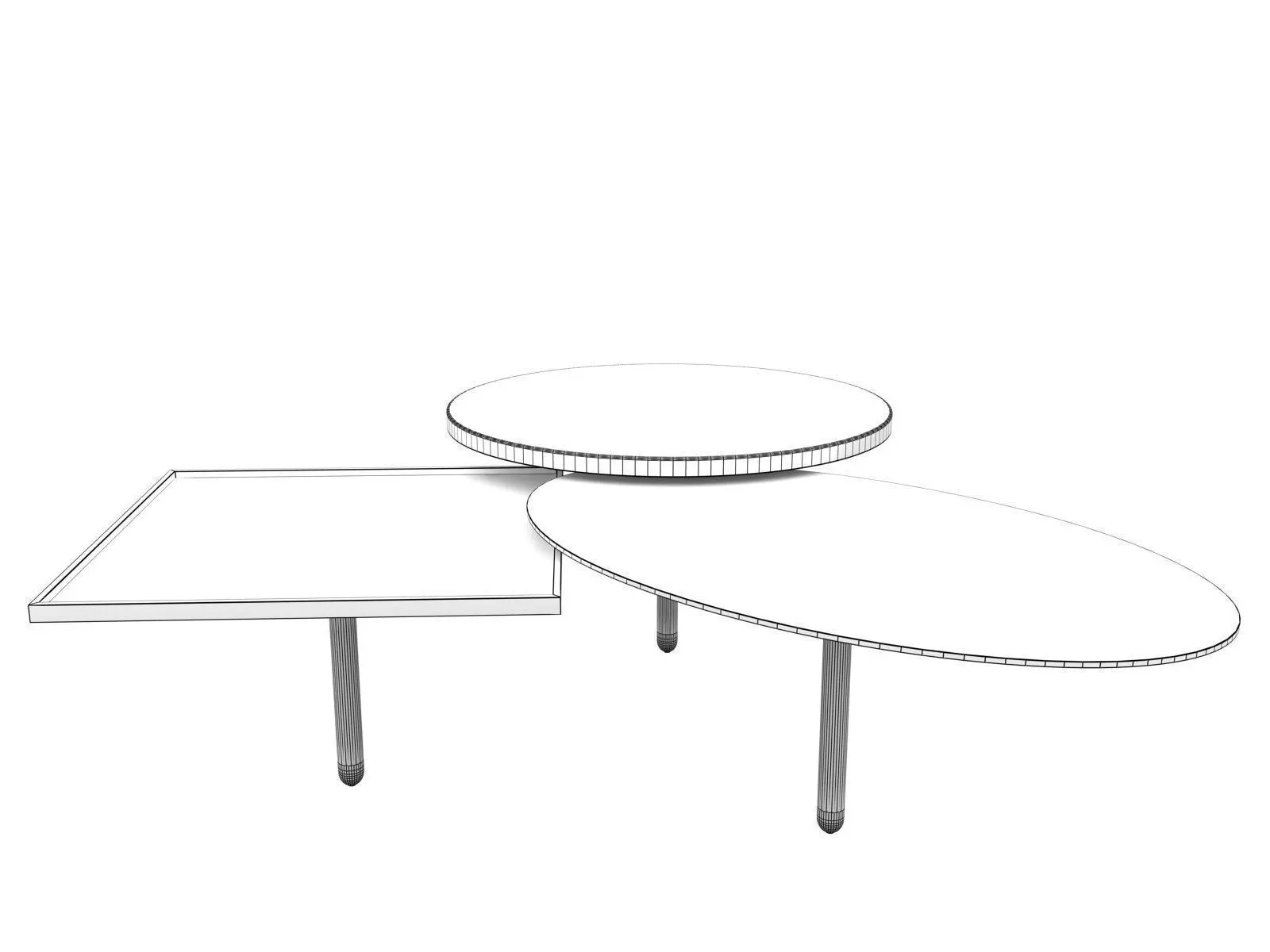 3 Table coffee with three trays 3D model_12